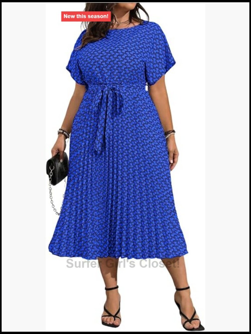 Women's Plus Size Midi Dress 3/4 Sleeve Pleated A-Line Work Casual